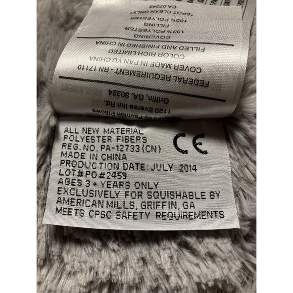 American Mills Squishable Round Cat Giant Plush Stuffed Animal Pillow Gray White - Picture 7 of 7